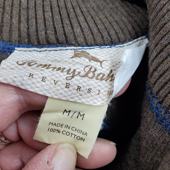 Tommy Bahama Pullover Half Zip Sweater Blue Cotton - Picture 8 of 8